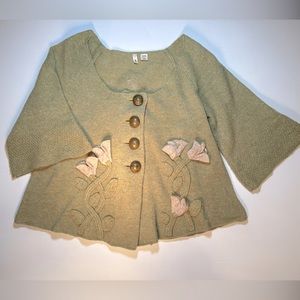 Anthropologie Floral Appliqué Cardigan Size Medium